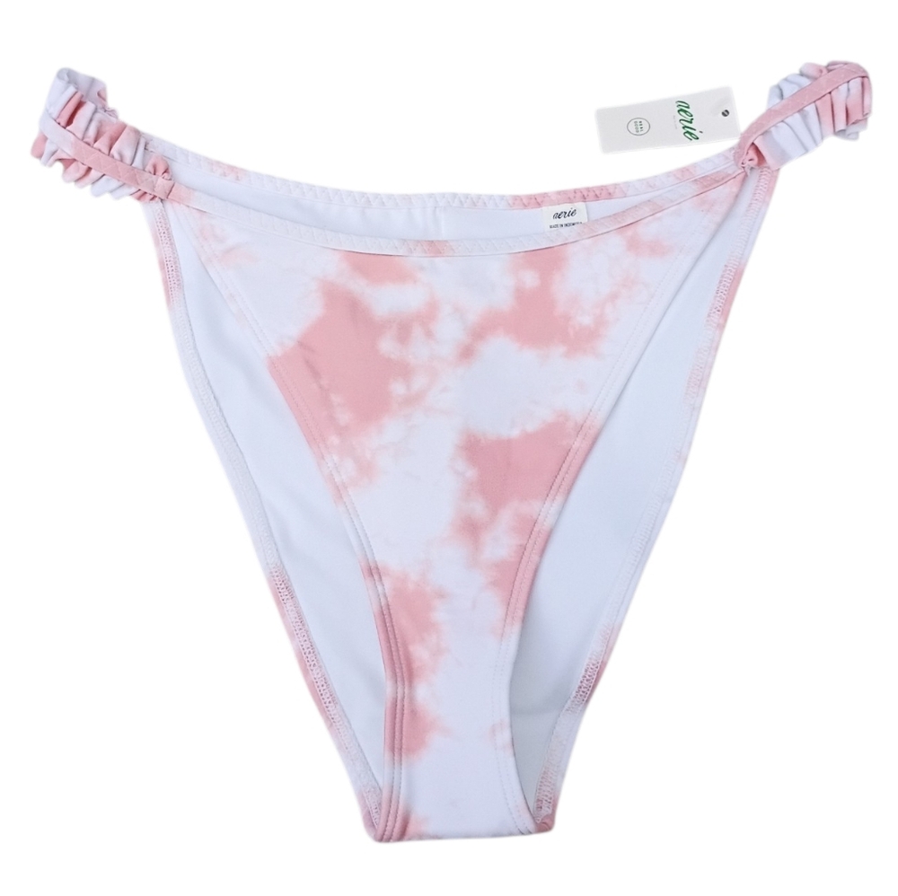 aerie Tie-Dye Bikini Bottom with Ruffle Side Straps sz L NEW